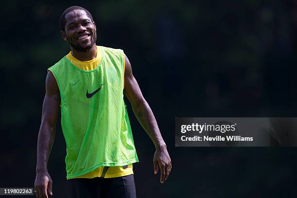 Jean II Makoun of Aston Villa trains during an Aston Villa training session at the Kowloon Cricket Club on July 25, 2011 in Hong Kong, China.