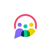 people family together human unity chat bubble vector icon