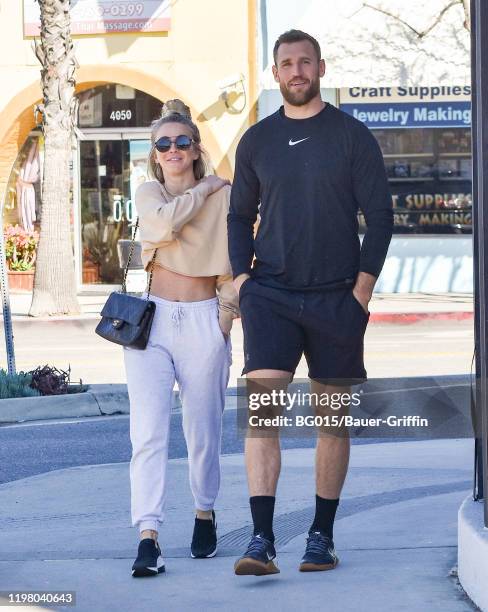 Julianne Hough and Brooks Laich are seen on February 01, 2020 in Los Angeles, California.