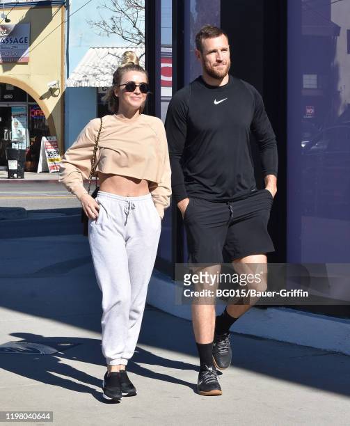Julianne Hough and Brooks Laich are seen on February 01, 2020 in Los Angeles, California.