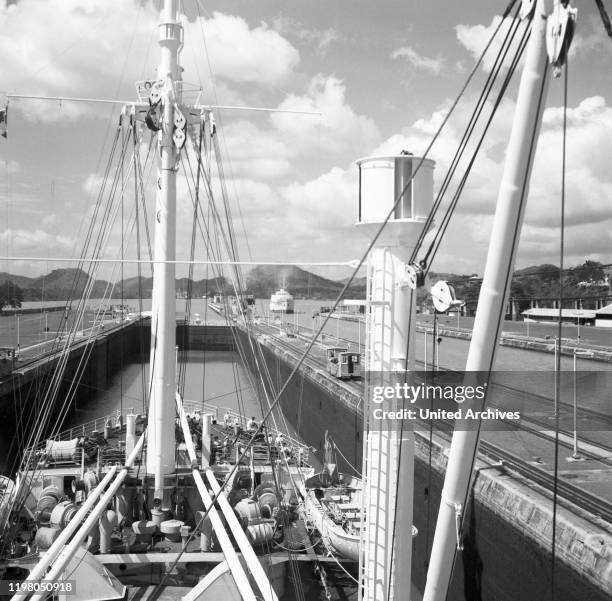 Entrance to the Panama Canal at Panama-City, Panama 1957.