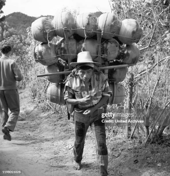 Local at the town of Chichicastenango in the Guatemala highlands, 1960s.