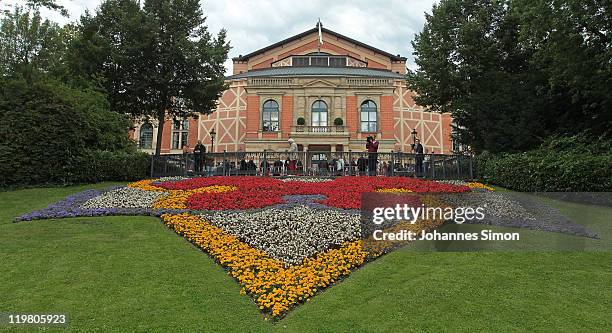 Outside view of the Bayreuth opera house, seen ahead of the 100th Bayreuth festival premiere on July 25, 2011 in Bayreuth, Germany.