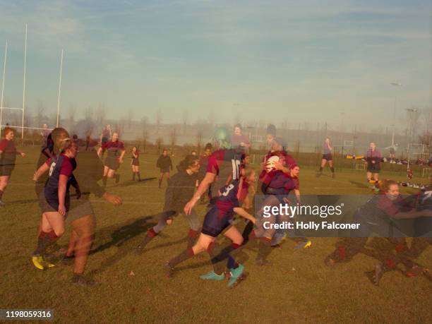women's rugby - multiple exposure sports stock pictures, royalty-free photos & images