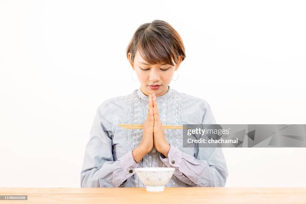 日本食物，祈禱，女人