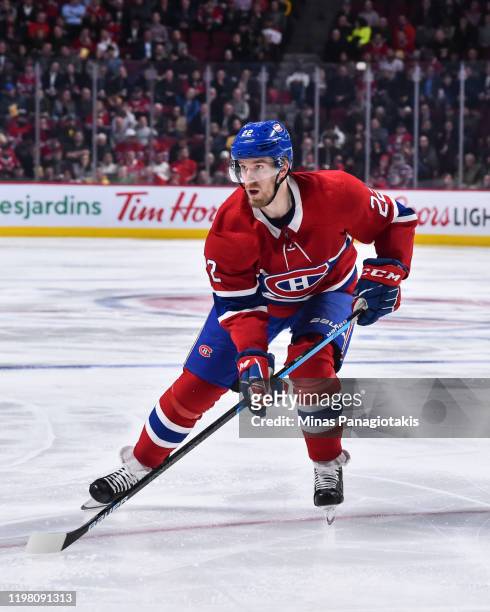 Dale Weise of the Montreal Canadiens skates against the Winnipeg Jets during the second period at the Bell Centre on January 6, 2020 in Montreal,...