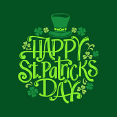 Happy St. Patrick's Day hand drawn lettering vector illustration