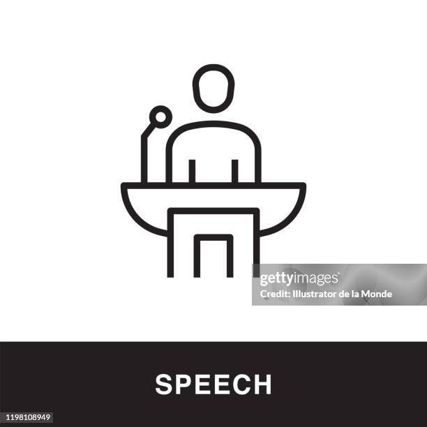 speech outline icon design - press conference table stock illustrations