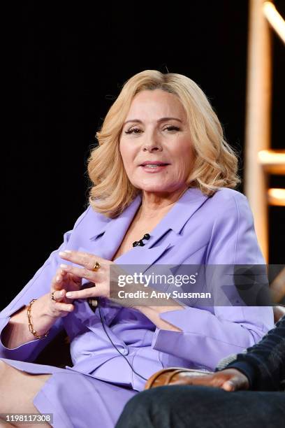 Kim Cattrall of 'Filthy Rich' speaks during the Fox segment of the 2020 Winter TCA Press Tour at The Langham Huntington, Pasadena on January 07, 2020...
