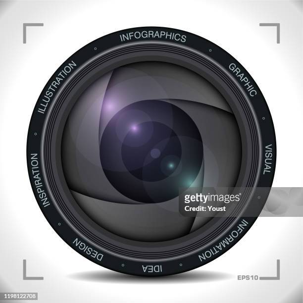 infographics in camera lens style - digital camera stock illustrations