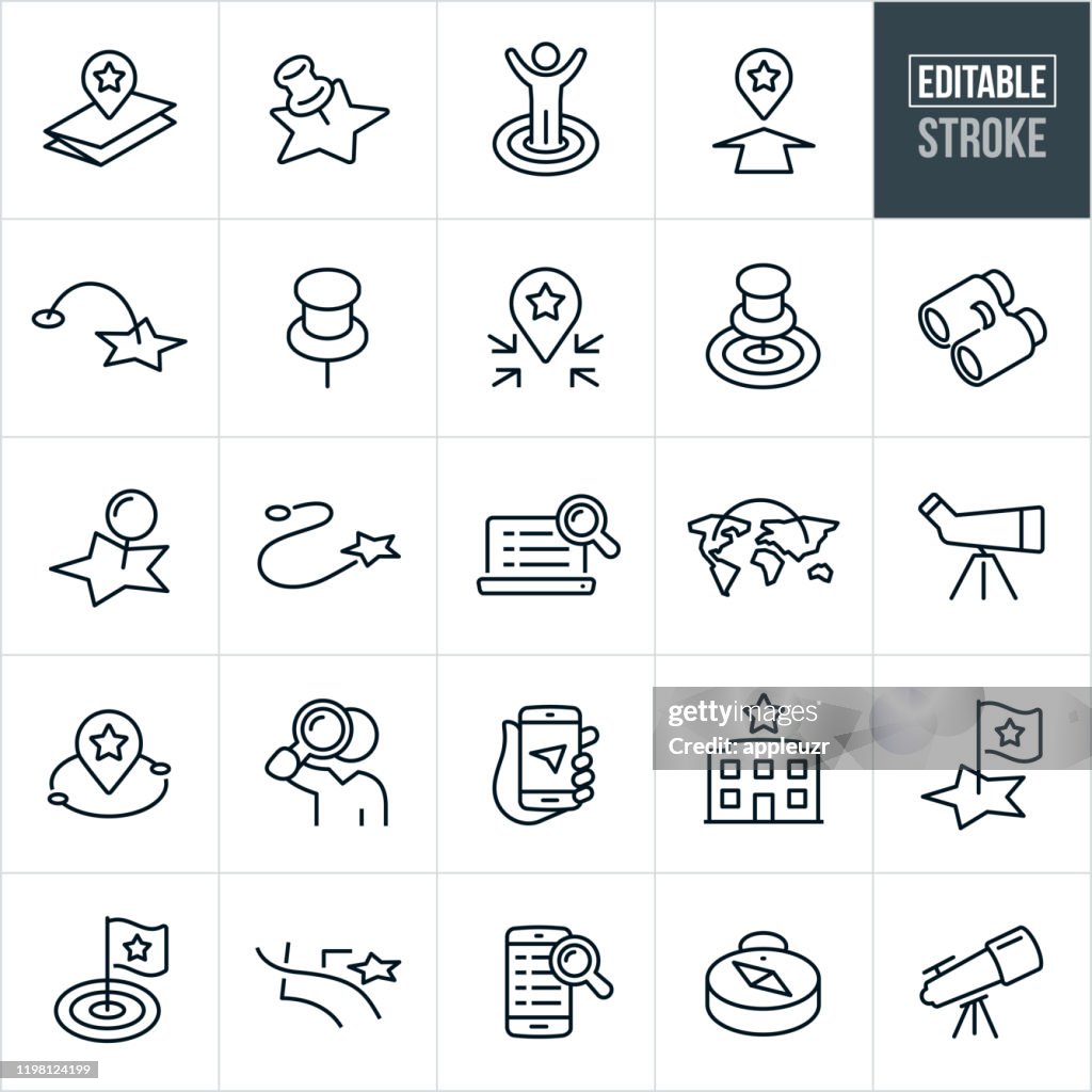 Location And Search Thin Line Icons - Editable Stroke