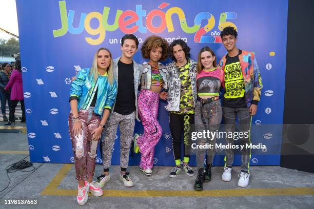 Sophie Durand, Emiliano Gonzalez, Ivanna Gonzalez, Yael Fernandez, Paula de Leon and Nathan Bank of LemonGrass group pose for photo before a concert...