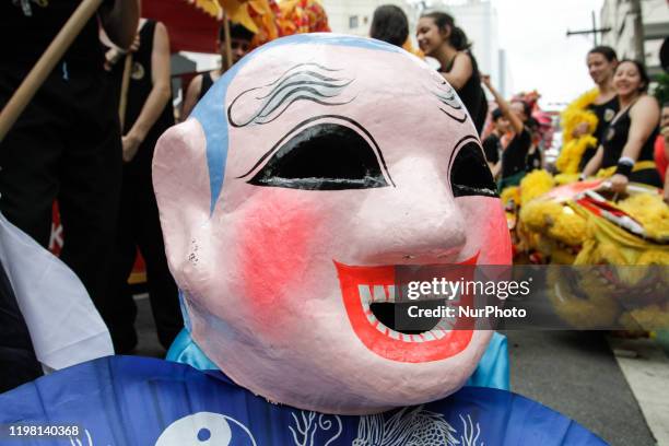 Presentation of the traditional Dragon and Lion dances as part of the activities of the Chinese New Year, arrival of the Year of the Rat, held in the...