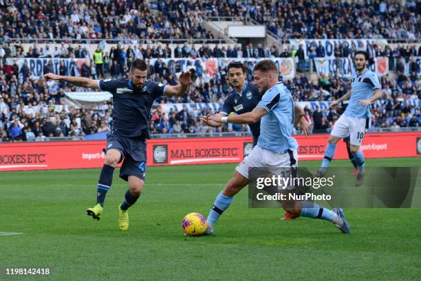 Ciro Immobile, Nenad Tomovic during the Italian Serie A football match between SS Lazio and Spal at the Olympic Stadium in Rome, on february 02, 2020