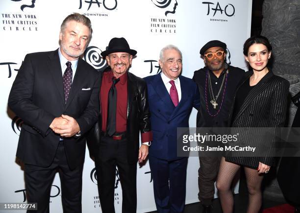 Alec Baldwin, Joe Pesci, Martin Scorsese, Spike Lee and Hilaria Baldwin attend the 2019 New York Film Critics Circle Awards at TAO Downtown on...