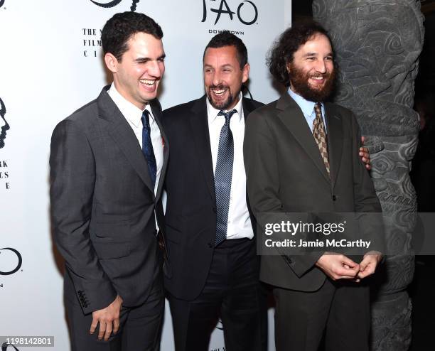 Benny Safdie, Adam Sandler and Josh Safdie attend the 2019 New York Film Critics Circle Awards at TAO Downtown on January 07, 2020 in New York City.