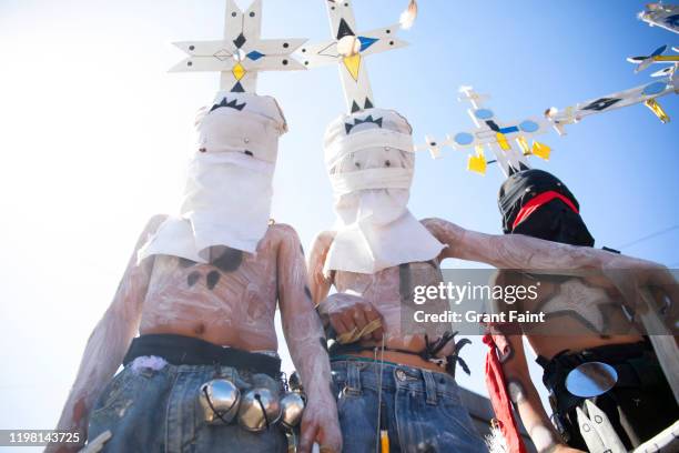 apache crown dancers at parade. - apache culture stock pictures, royalty-free photos & images