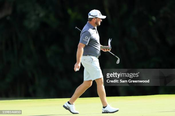 Graeme McDowell of Northern Ireland walks during practice prior to the Sony Open in Hawaii at the Waialae Country Club on January 07, 2020 in...