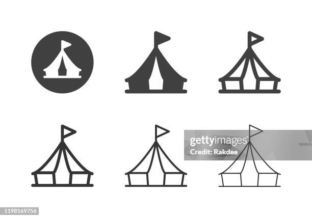 stockillustraties, clipart, cartoons en iconen met canvas tent icons-multi serie - kampeertent