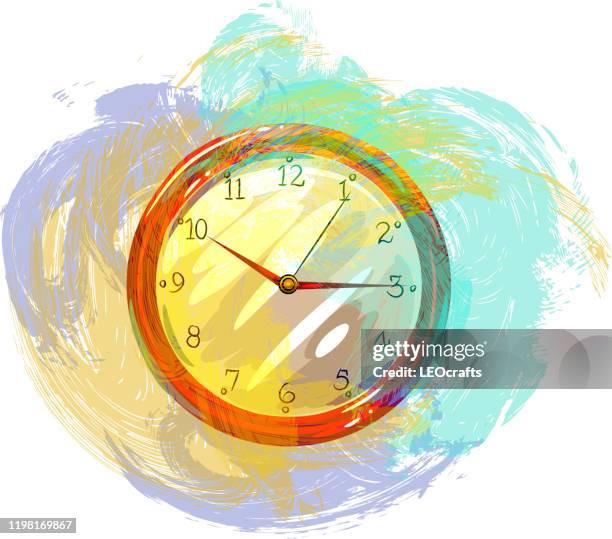 wall clock drawing - vintage wall clock stock illustrations