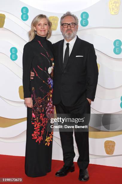 Alison Balsom and Sir Sam Mendes arrive at the EE British Academy Film Awards 2020 at Royal Albert Hall on February 2, 2020 in London, England.