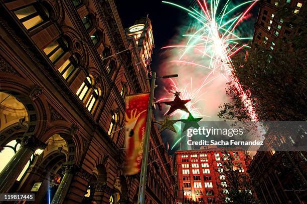 fireworks - martin place sydney stock pictures, royalty-free photos & images