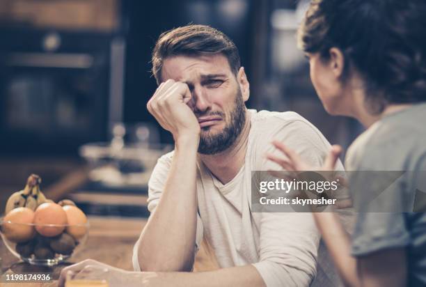 please, don yell at me! - crying man stock pictures, royalty-free photos & images