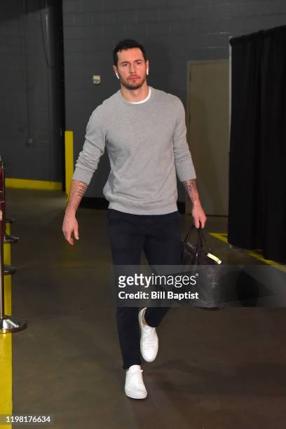 Redick of the New Orleans Pelicans arrives to the game against the Houston Rockets on February 2, 2020 at the Toyota Center in Houston, Texas. NOTE...