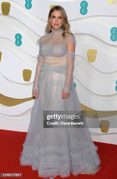 Amy Huberman arrives at the EE British Academy Film Awards 2020 at Royal Albert Hall on February 2, 2020 in London, England.