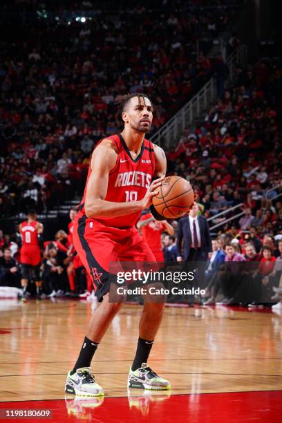 Thabo Sefolosha of the Houston Rockets shoots a free throw during the game against the New Orleans Pelicans on February 2, 2020 at the Toyota Center...