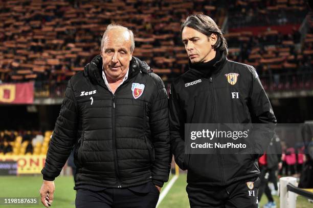 Gian Piero Ventura , Filippo Inzaghi during the derby Italian Serie B football match between Benevento Calcio v US Salernitana at stadium Ciro...