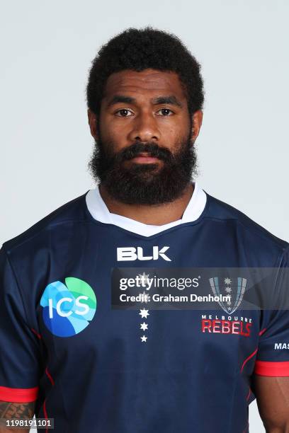 Marika Koroibete of the Rebels poses during the Melbourne Rebels 2020 Super Rugby headshots session on January 08, 2020 in Melbourne, Australia.