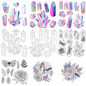 Gems, crystals set vector