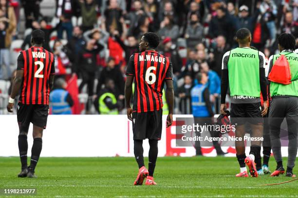 Moussa WAGUE of Nice during the Ligue 1 match between Nice and Lyon at Allianz Riviera on February 2, 2020 in Nice, France.