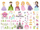 Big vector set of beautiful princesses
