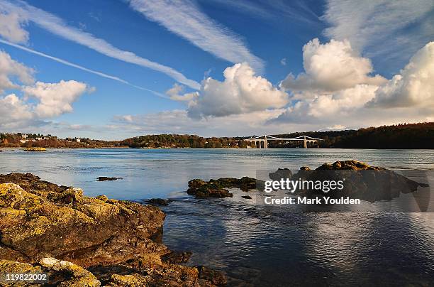 menai bridge - menai straits stock pictures, royalty-free photos & images