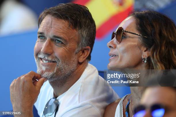 Former Arggentina professional footballer Gabriel Batistuta watches the Team Spain games during day six of the 2020 ATP Cup Group Stage at RAC Arena...