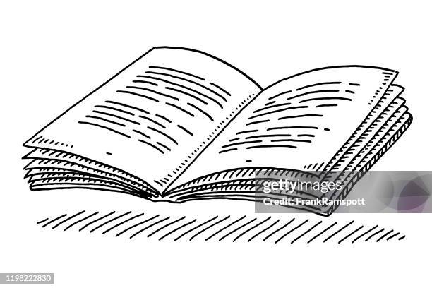 open textbook drawing - horizontal book stock illustrations