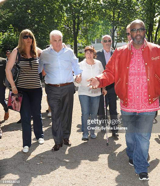 Amy Winehouse's step mother Jane, father Mitch Winehouse and mother Janis Winehouse are seen at her Camden Square Home on July 25, 2011 in London,...