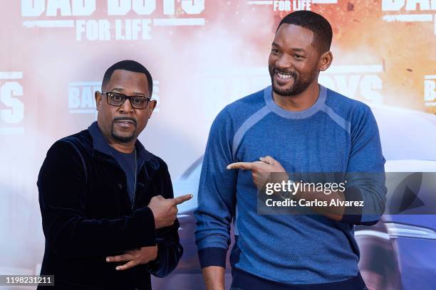 Actors Will Smith and Martin Lawrence attend 'Bad Boys For Life' photocall at the Villamagna Hotel on January 08, 2020 in Madrid, Spain.