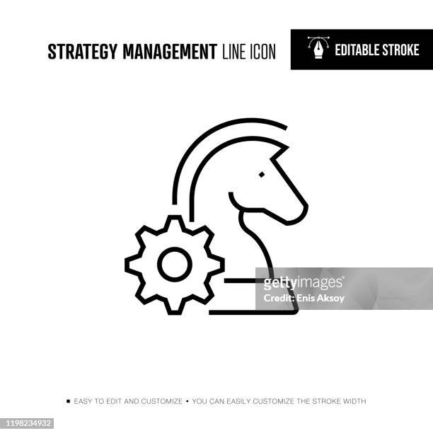 strategy management line icon - editable stroke - horse icon stock illustrations