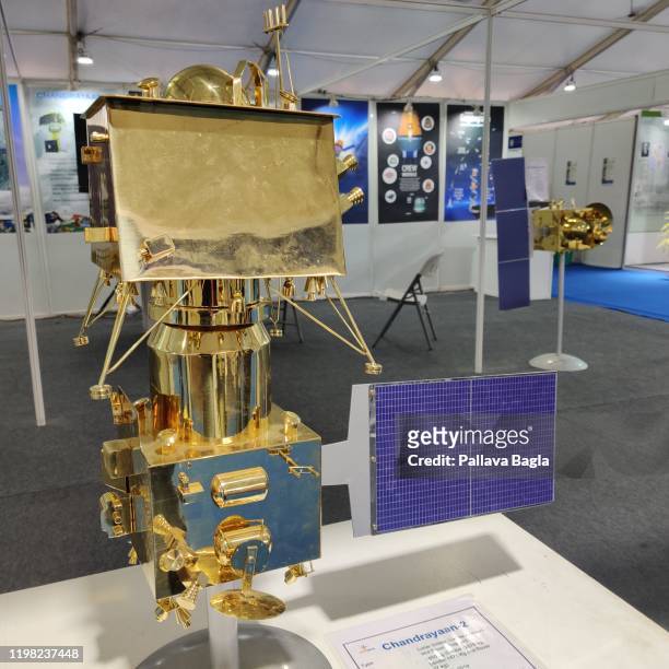 January 4: A scale model made of brass of the second Indian mission to the moon Chandrayaan-2 on display at a stall at the 107 th Indian Science...