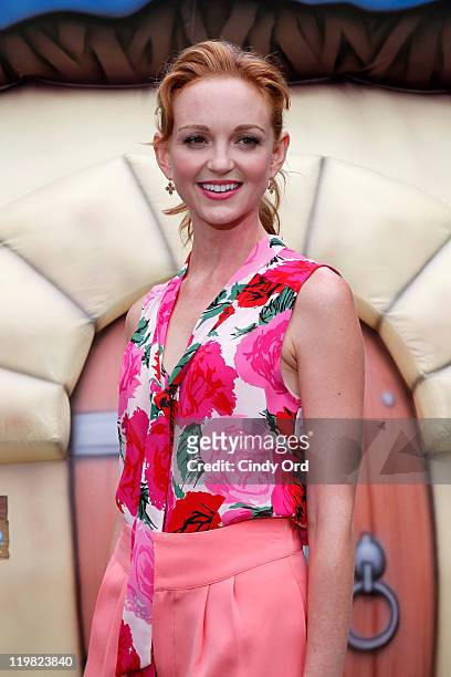 Actress Jayma Mays attends the New York Smurf Week kick off ceremony at Smurfs Village at Merchant's Gate, Central Park on July 25, 2011 in New York...