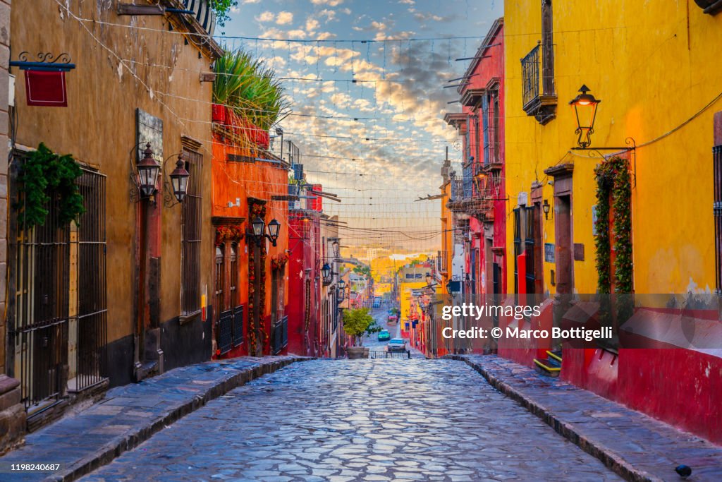 Colorful alley in San Miguel de Allende, Mexico