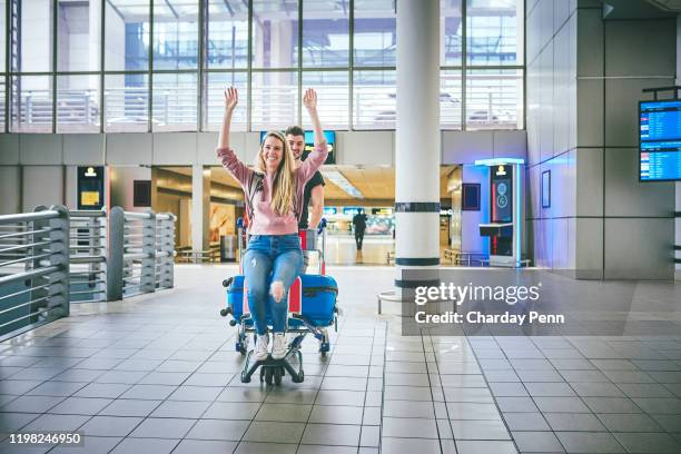 we're so happy to be back home - luggage trolley stock pictures, royalty-free photos & images