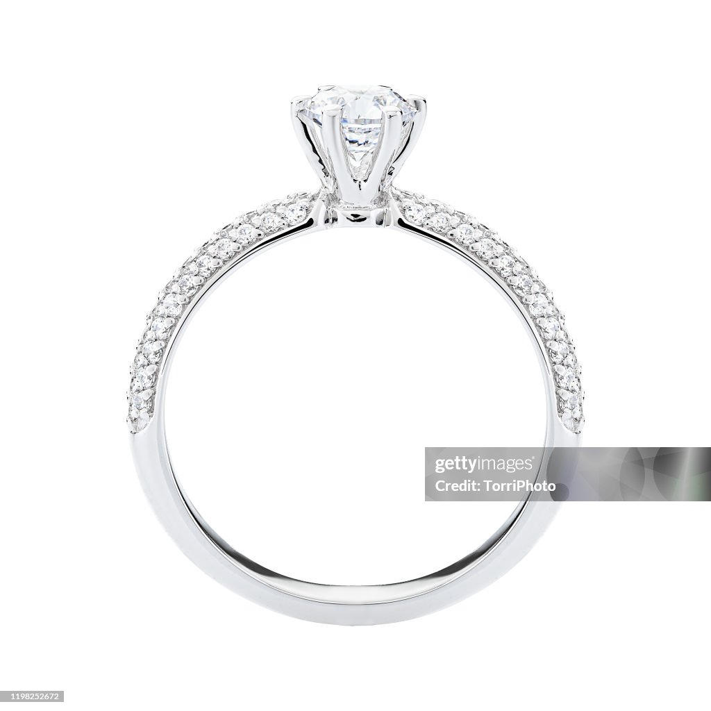 Engagement diamond ring jewelry isolated on whitу background