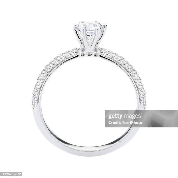 engagement diamond ring jewelry isolated on whitу background - platinum rings stock pictures, royalty-free photos & images