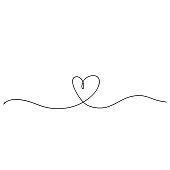 hand drawn Continuous line drawing of love sign with hearts embrace minimalism design doodle