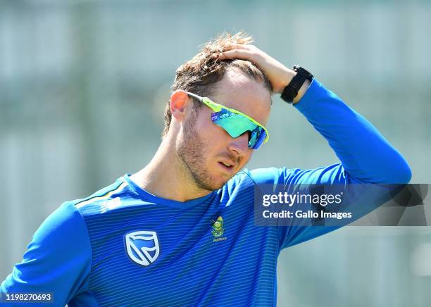 David Miller during the South African national cricket team training session and press conference at Newlands Cricket Ground on February 03, 2020 in...