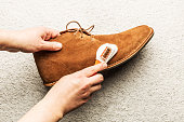 Suede desert shoe brush cleaning - footwear maintenance